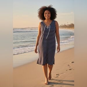 Lauren Ralph Lauren NWOT Nautical Summer Dress, Navy Blue & White, Stretch